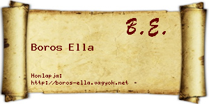 Boros Ella névjegykártya